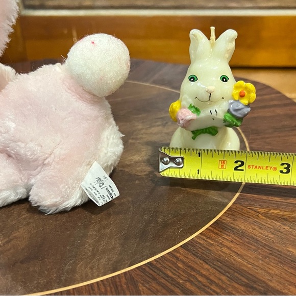 Vintage Spring Easter Lot 3 piece chicken bunny candle  Wallace Berrie Co plush - Picture 11 of 11